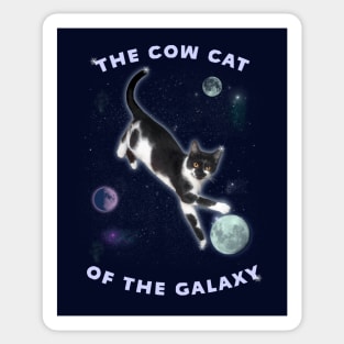 Funny Galaxy Cat - "Cow Cat of the Galaxy" Cow cat and moon Sticker